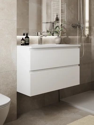 Mueble de lavabo: Mueble Velice 80cm suspendido · 2 cajones — Velice