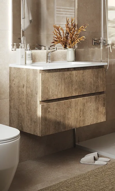 Mueble de lavabo: Velice Mueble Lavabo 80X45X50Cm Suspendido 2 Cajones — 