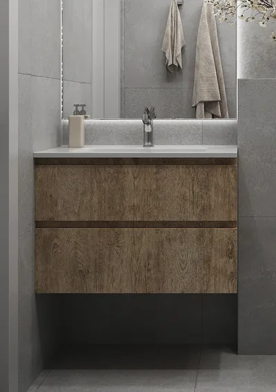 Mueble de lavabo: Velice Mueble Lavabo 80X45X50Cm Suspendido 2 Cajones — 